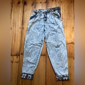 Vintage acid wash jeans with unique cuff